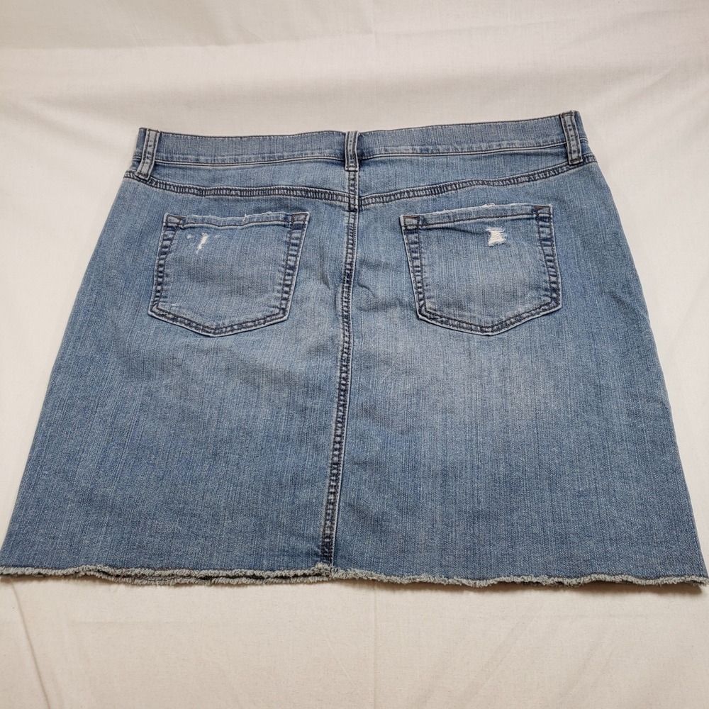 LOFT Womens Embellished Distressed Denim Mini Skirt 14 Blue Rhinestone - Picture 5 of 9